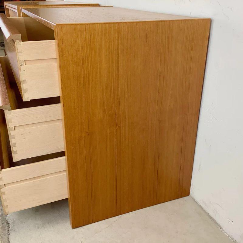 Veneer Scandinavian Modern Teak Three Drawer Dressers or Nightstands