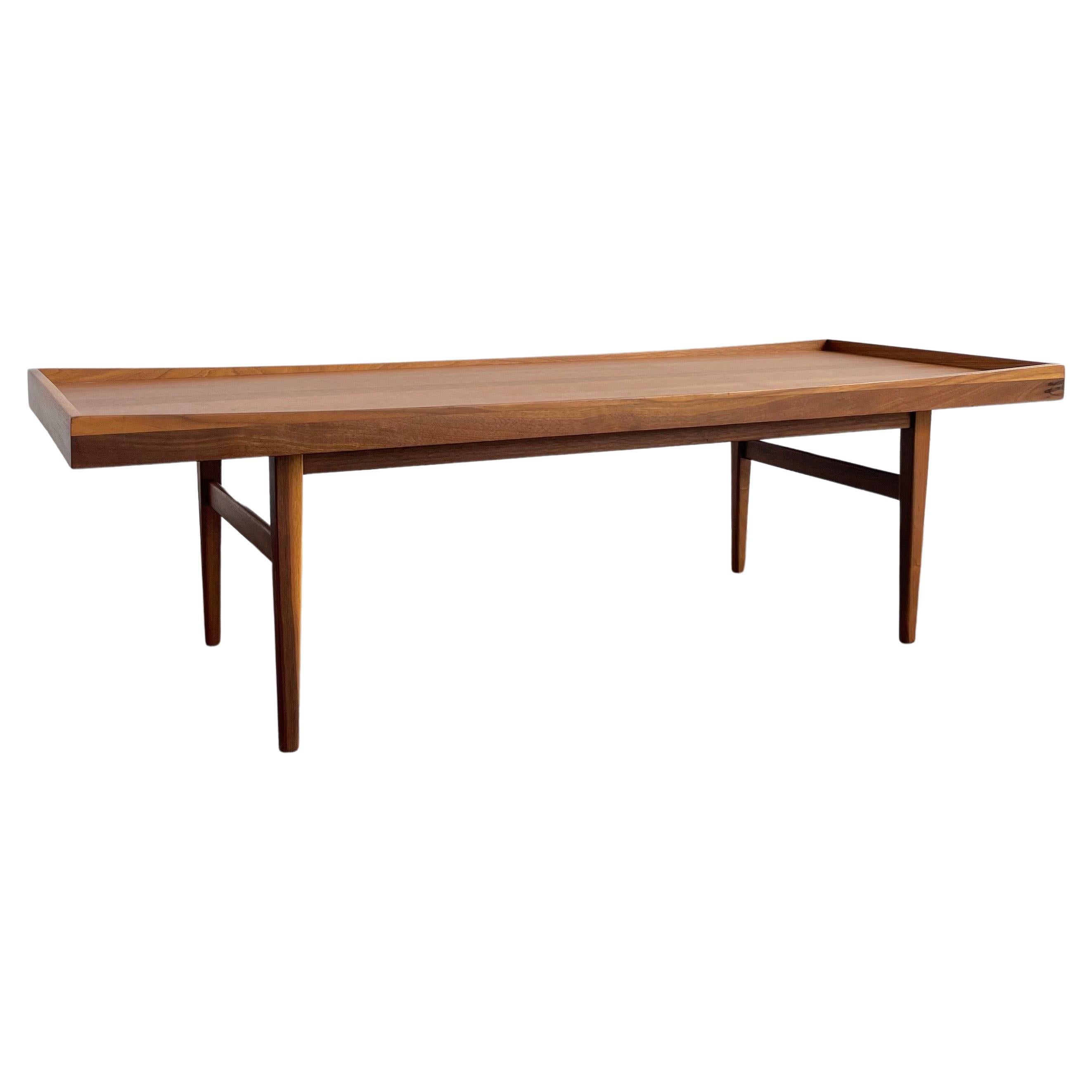 Scandinavian Modern Teak Tray Top Coffee Table 