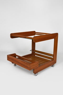 Scandinavian Modern Teak Trolley with Mirror Top, circa 1970