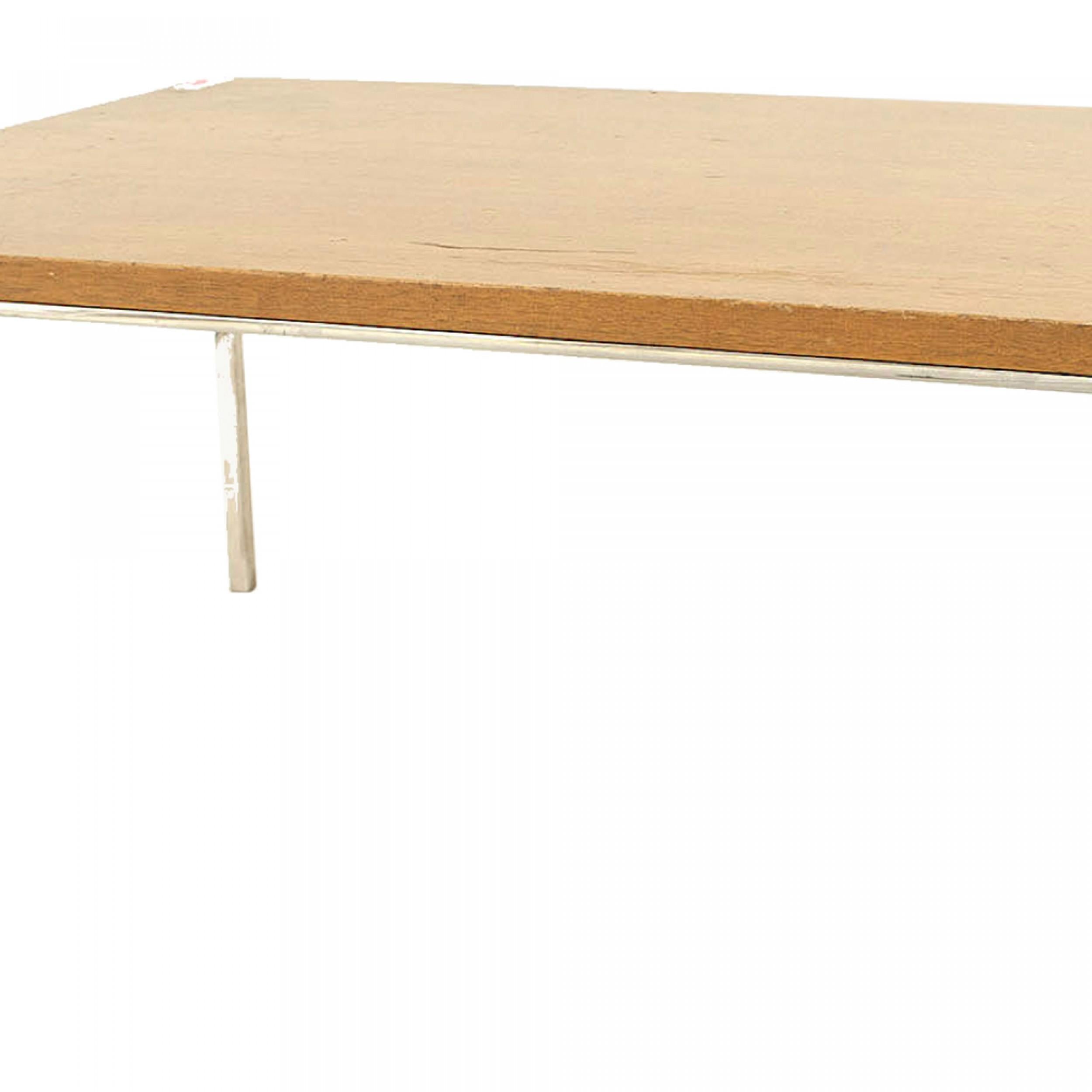 Scandinavian Modern Teak Veneer and Chrome Coffee Table In Good Condition For Sale In Queens, NY