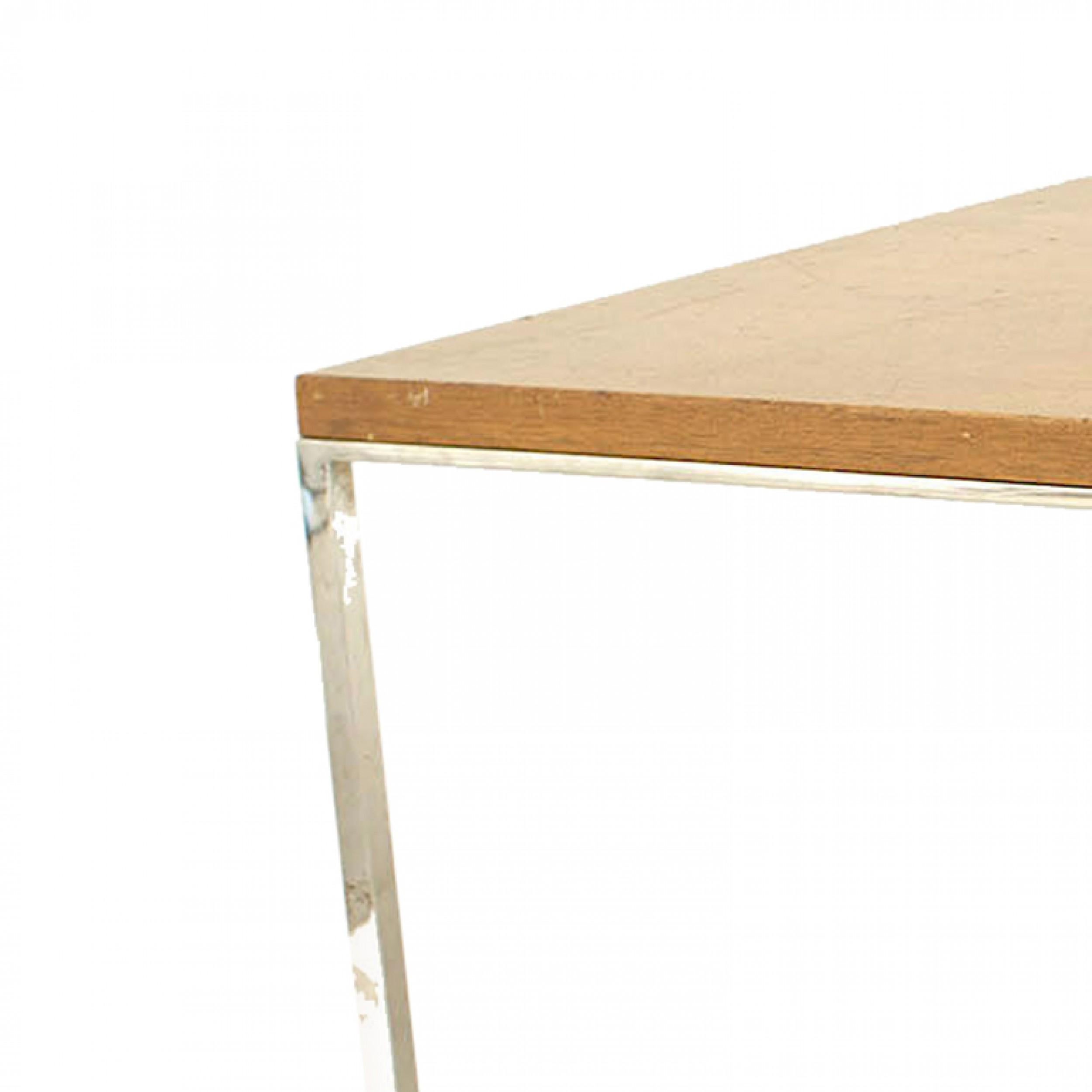 20th Century Scandinavian Modern Teak Veneer and Chrome Coffee Table For Sale