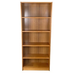 Scandinavian Modern Teak Veneer Open Bookcase with Five Fixed Shelves