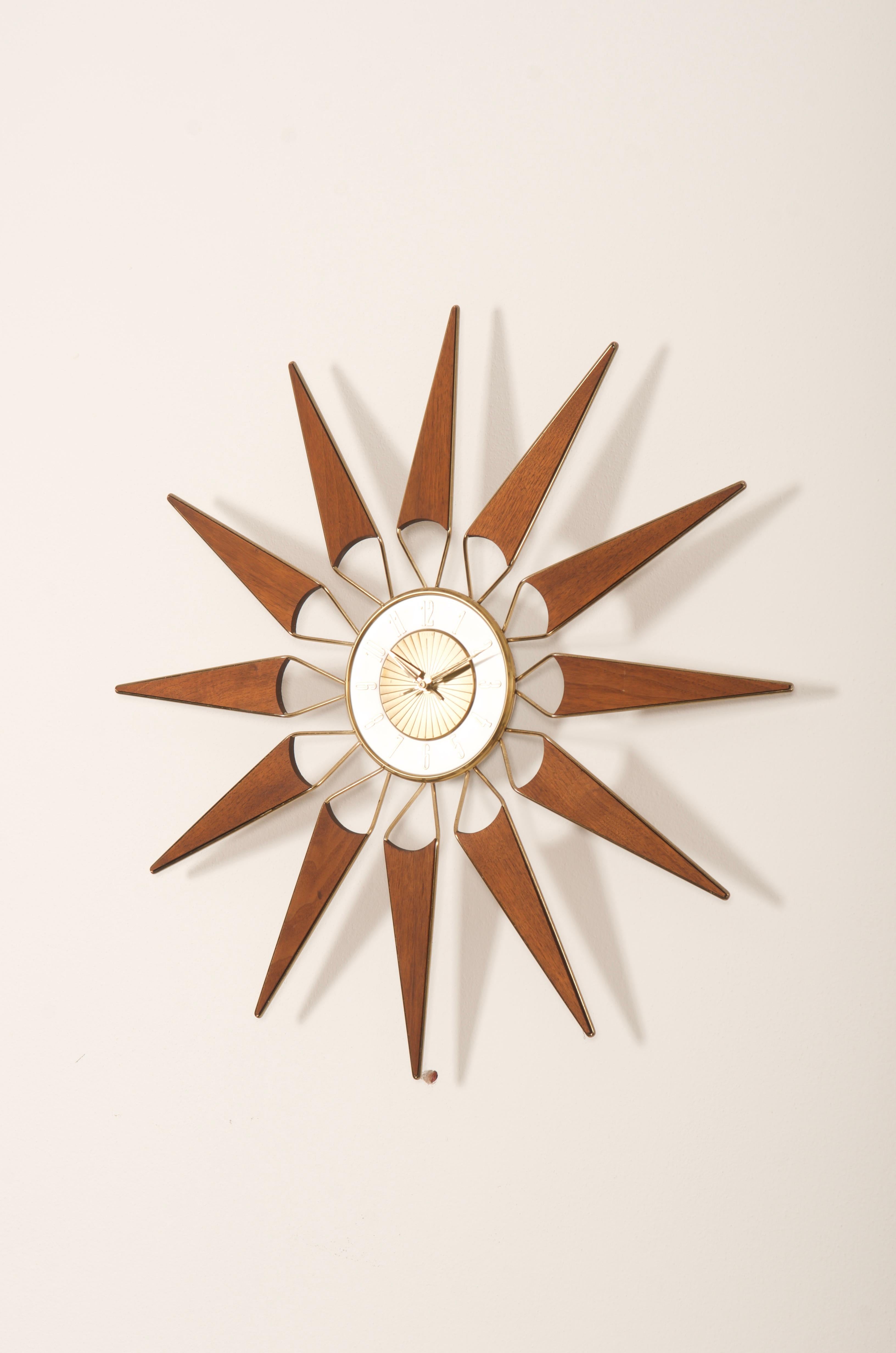 Scandinavian Modern Teak Wall Clock by Elgin For Sale 2