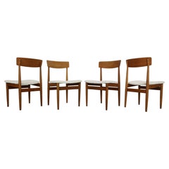 Vintage Scandinavian Modern Teak& White Boucle Set of 4 Dinning Room Chairs, 1960 Denmark