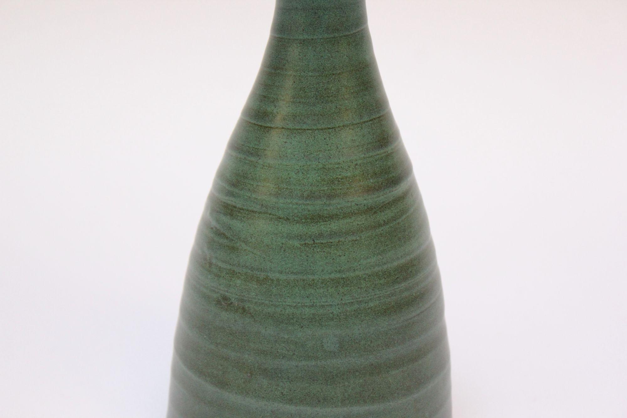 Mid-20th Century Scandinavian Modern Terracotta Vase with Matte Green Glaze