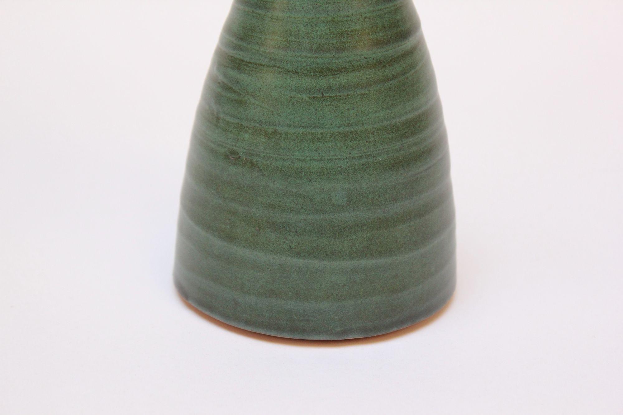 Scandinavian Modern Terracotta Vase with Matte Green Glaze 1
