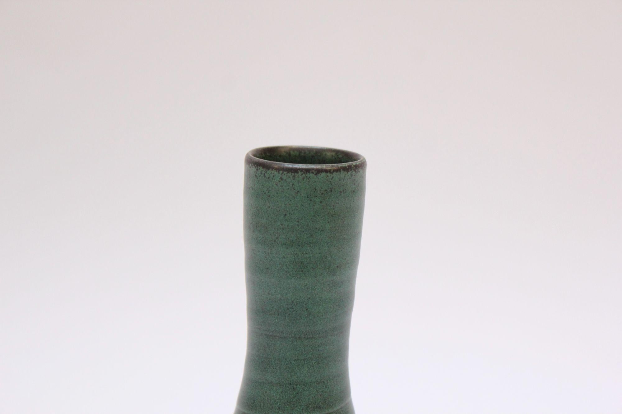 Scandinavian Modern Terracotta Vase with Matte Green Glaze 2