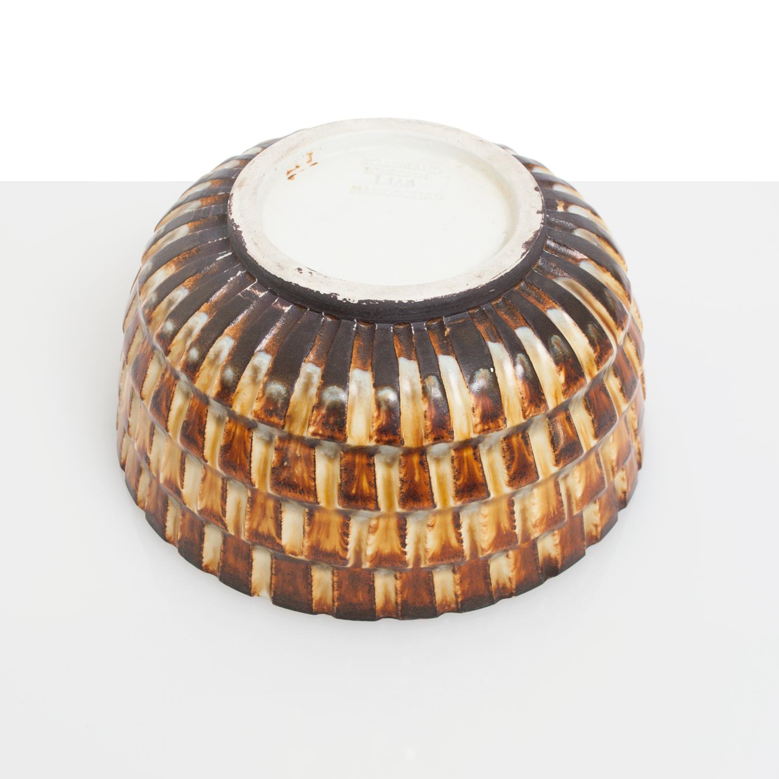 20th Century Scandinavian Modern Textured Ceramic Bowl by Gertrud Lonegren, Rörstrand For Sale