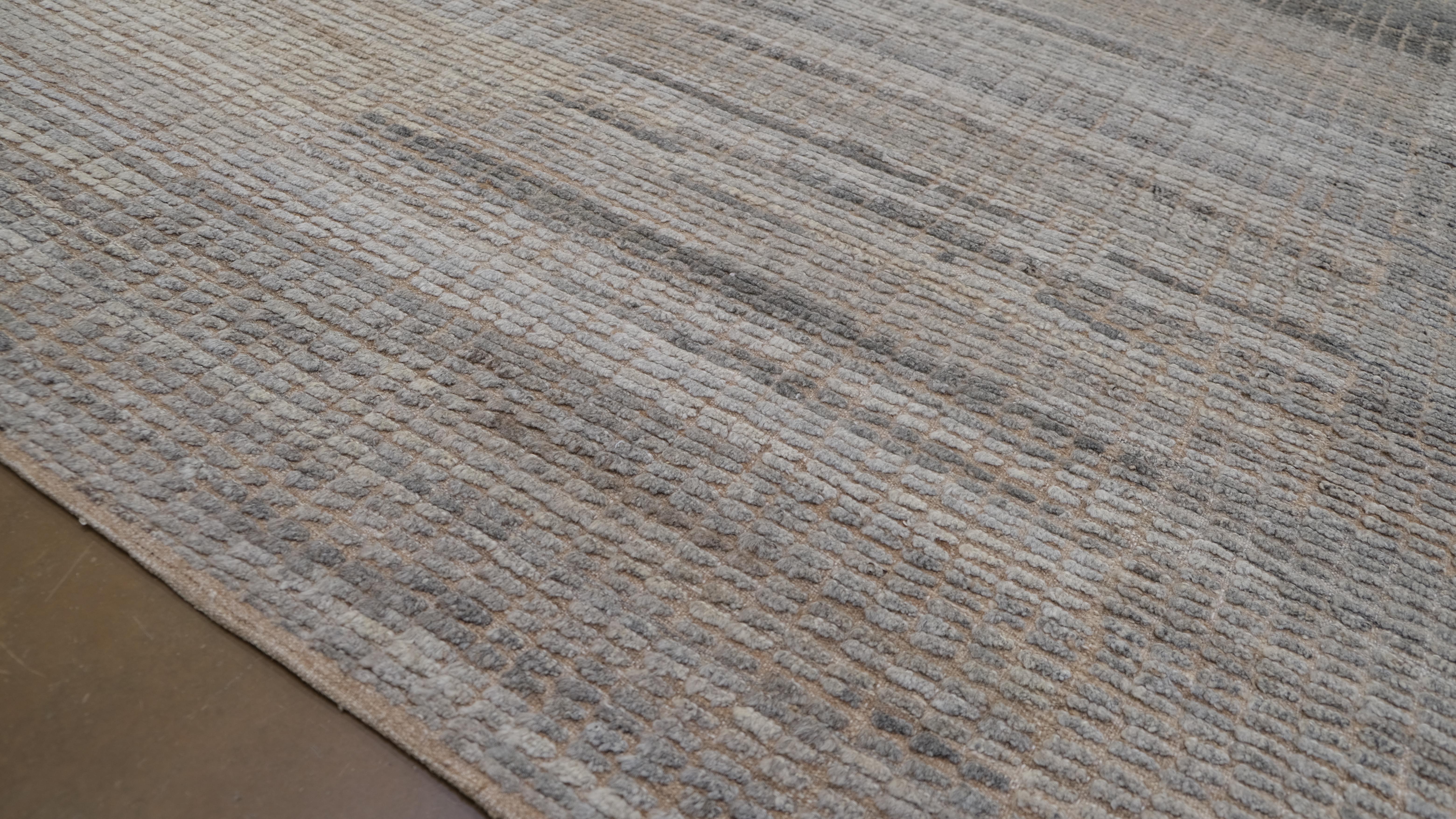 Skandinavischer moderner strukturierter neutraler Wollteppich 8'9''x12'1'' (21. Jahrhundert und zeitgenössisch) im Angebot