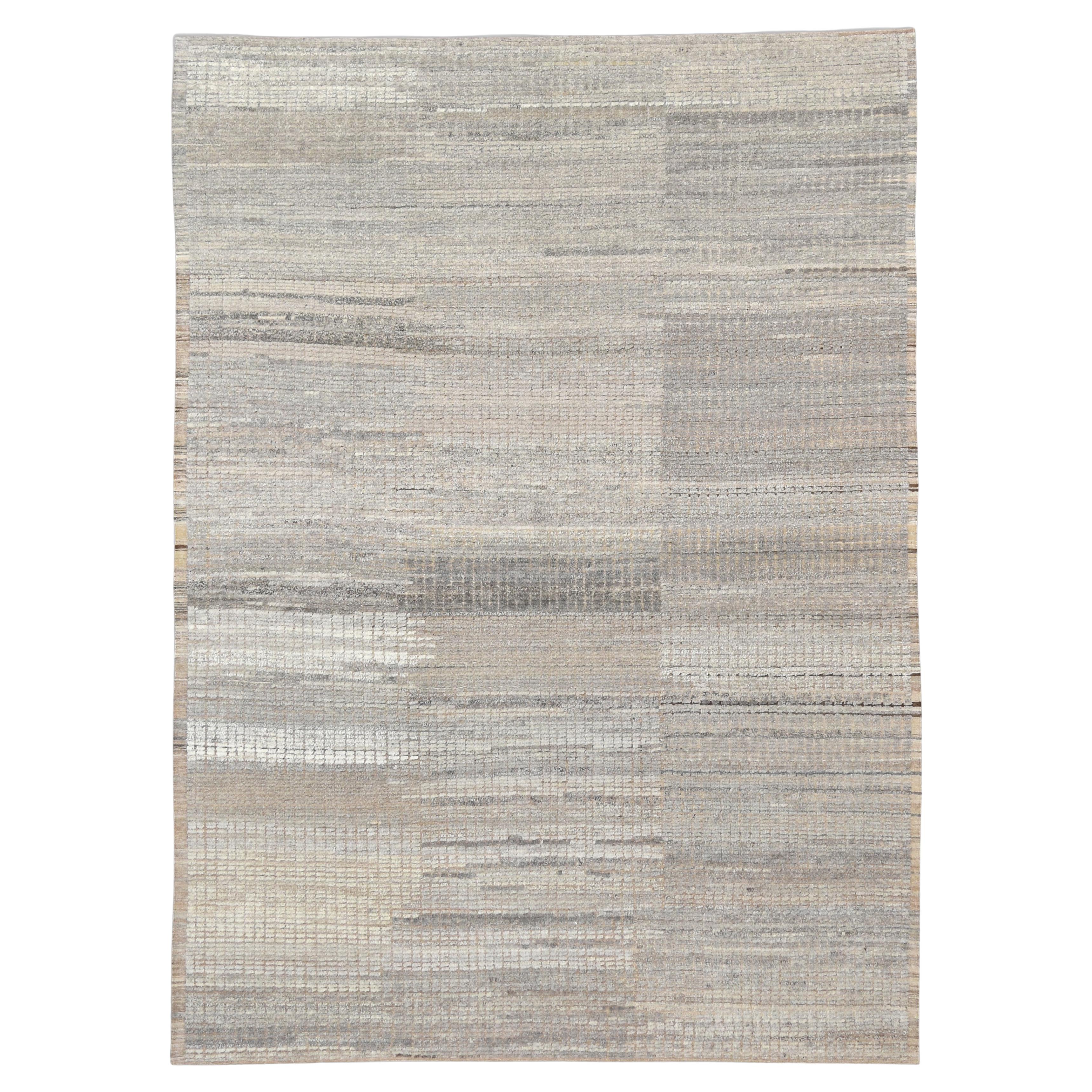 Scandinavian Modern Textured Neutral Wool Rug 8'9''x12'1''