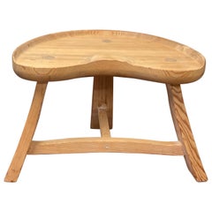 Scandinavian Modern Three Legged Pine Stool by Krogenæs Møbler, Norway 1960s