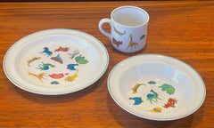 Scandinavian Modern Three Piece Ceramic Childs Set by Arabia of Finland