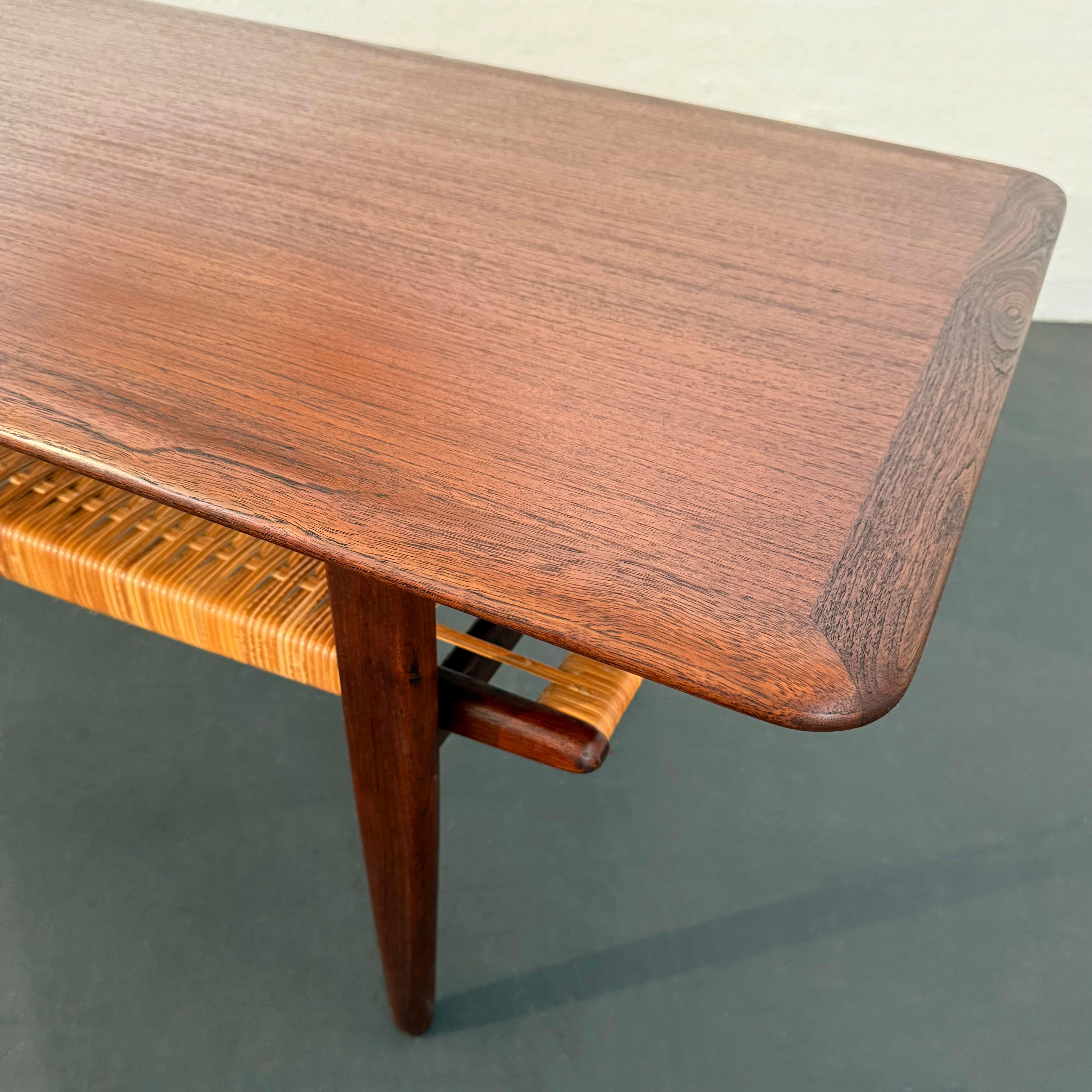 Scandinavian Modern Tiered Teak And Cane Coffee Table By Kurt Østervig For Sale 2