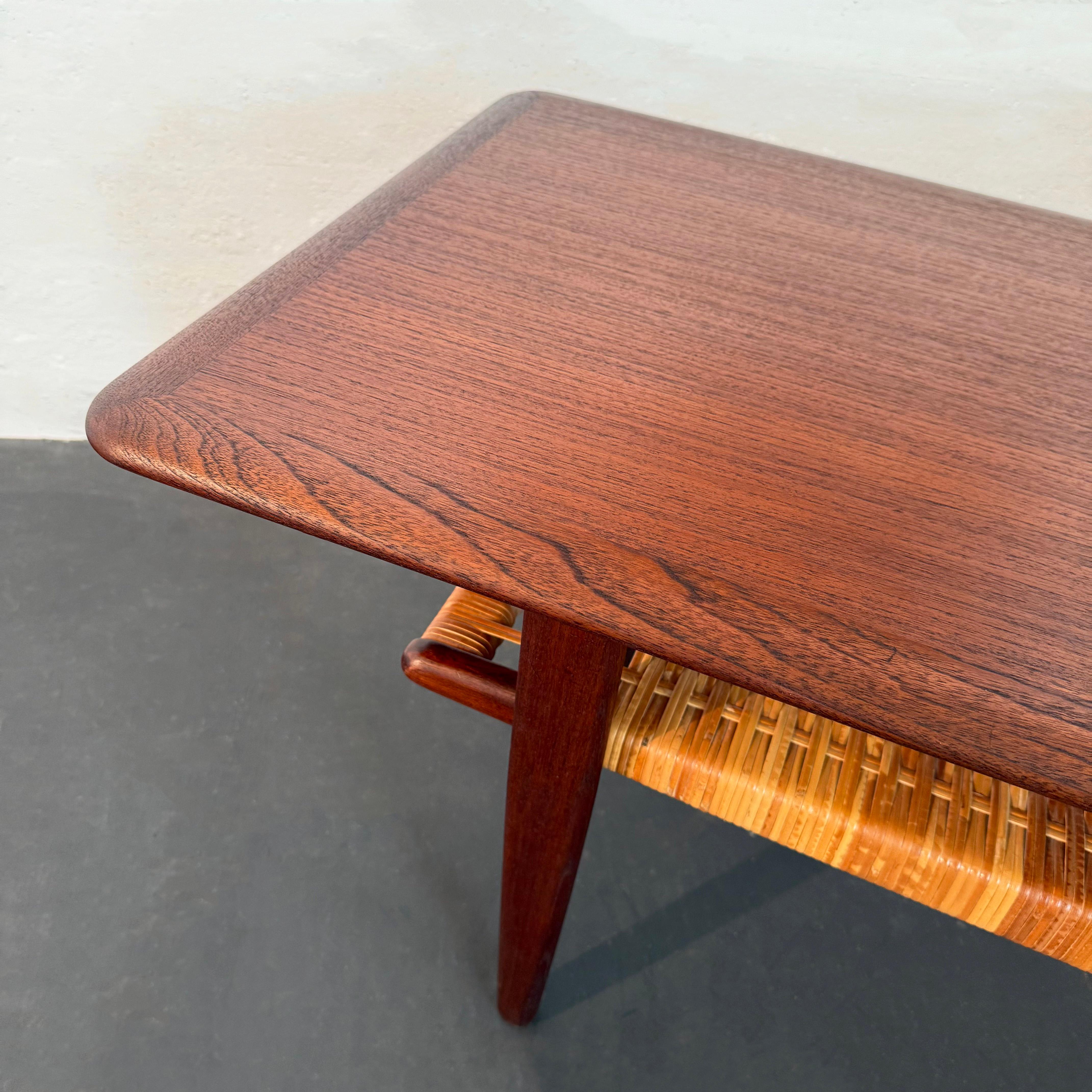 Scandinavian Modern Tiered Teak And Cane Coffee Table By Kurt Østervig For Sale 3