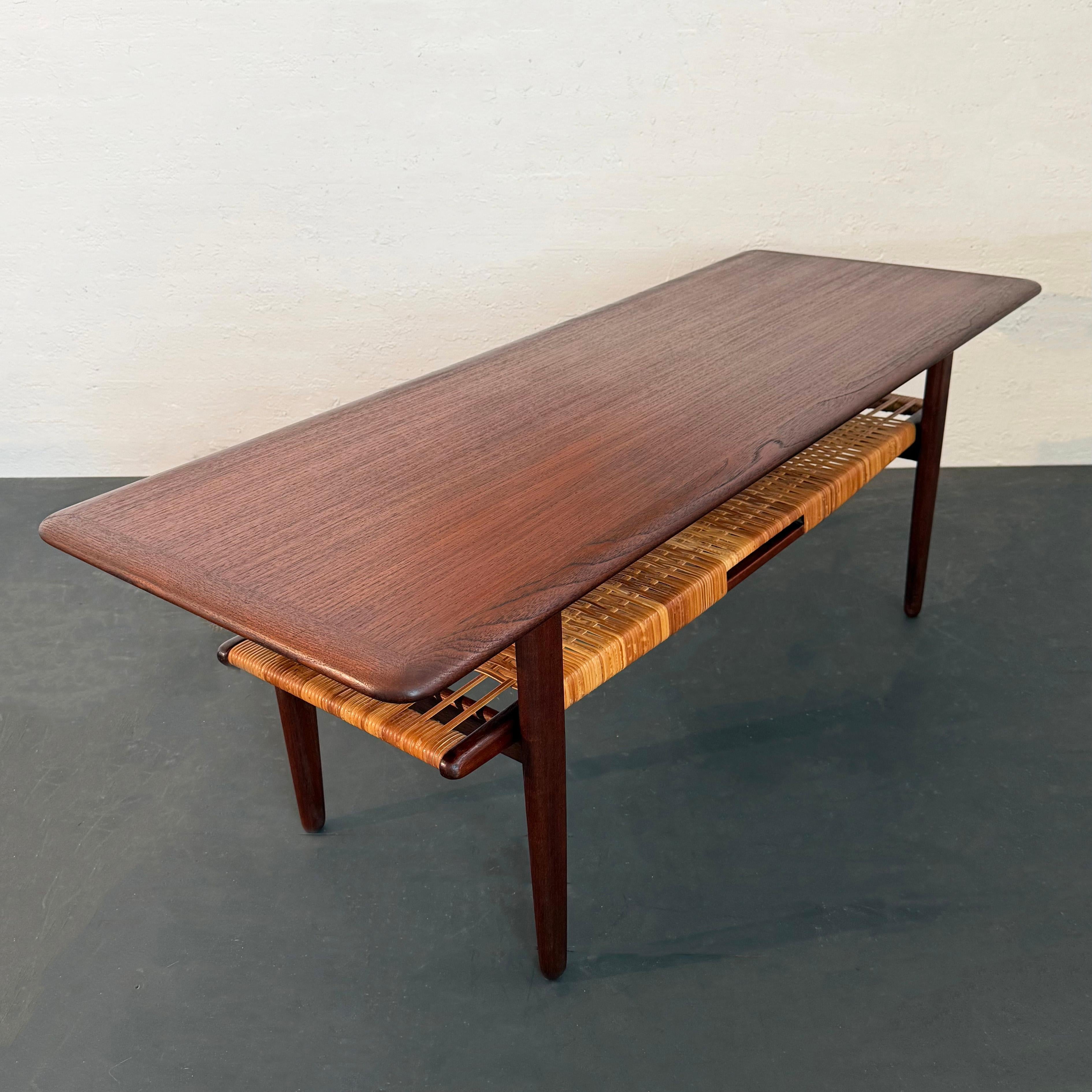Scandinavian Modern Tiered Teak And Cane Coffee Table By Kurt Østervig For Sale 5