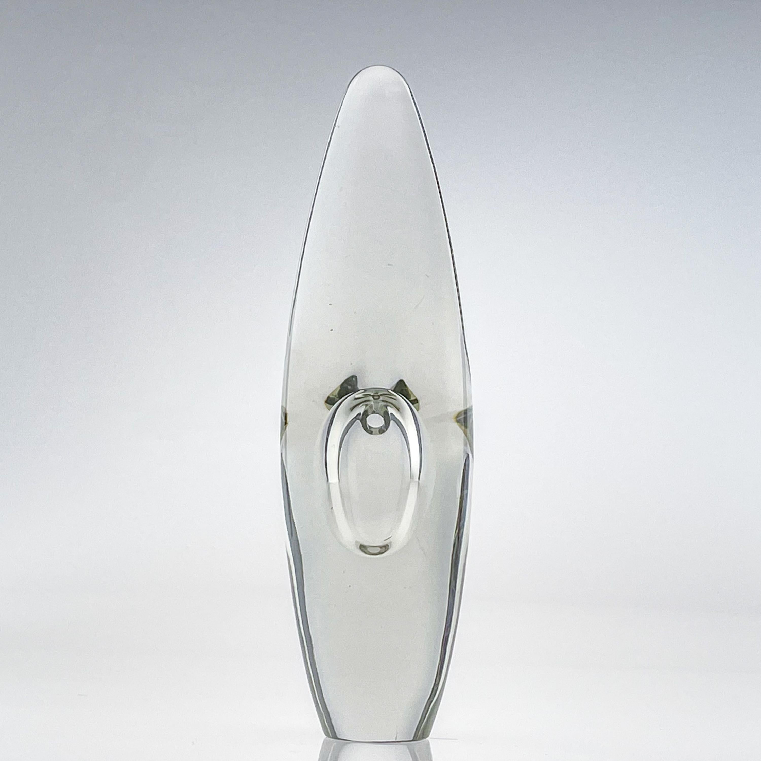 Milieu du XXe siècle Sculpture d'art scandinave moderne en cristal soufflé à la main Orchidée de Timo Sarpaneva, 1957 en vente