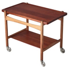 Vintage Scandinavian Modern Tray Table by Hans J. Wegner, Oak & Teak, Denmark, 1960s