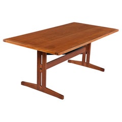 Scandinavian Modern Trestle Base Teak Dining Table