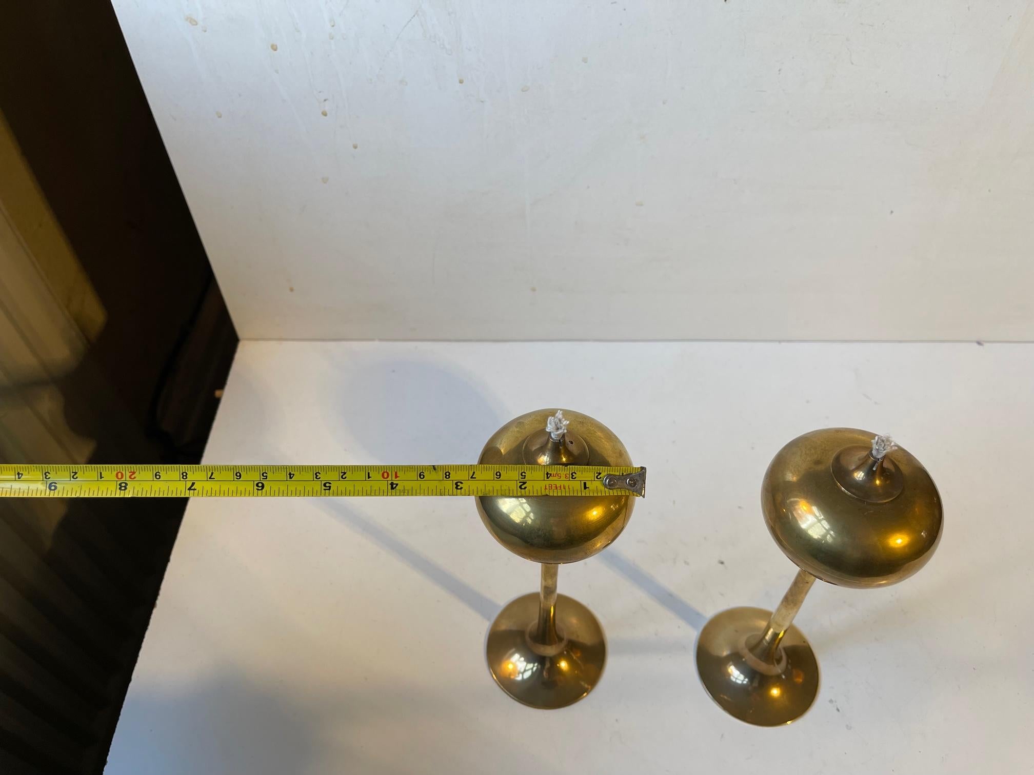 Scandinavian Modern Trumpet Oil Lamps in Brass, 1970s In Good Condition For Sale In Esbjerg, DK