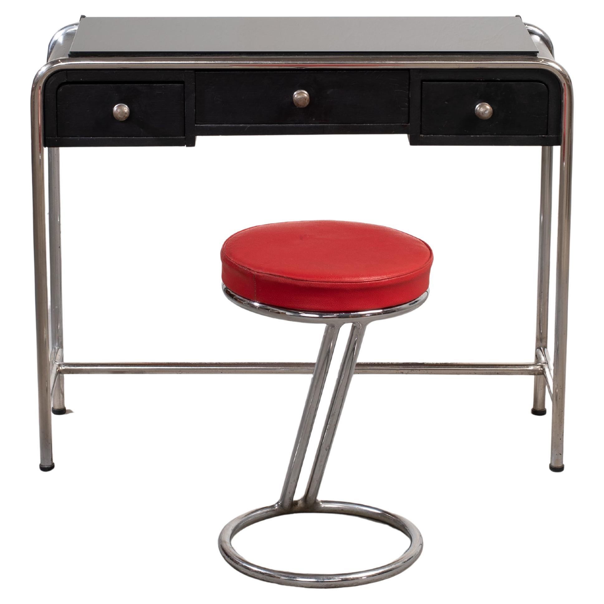 Scandinavian Modern Tubular Chrome Dresser Set, 1940s