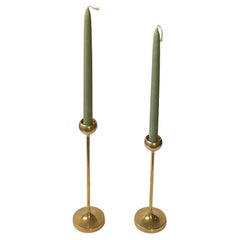 Scandinavian Modern Tulip Candlesticks in Brass, 1960s, Set of 2