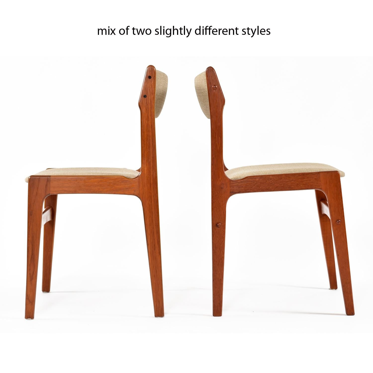 Scandinavian Modern Tweed Fabric Solid Teak Danish Dining Chairs Set of 8 In Good Condition In Chattanooga, TN