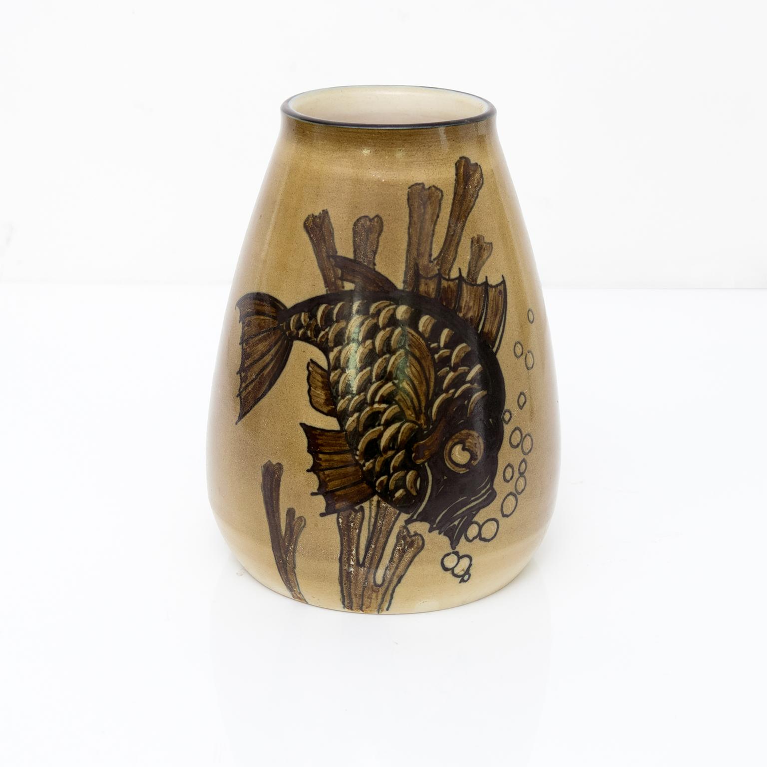 Glazed Scandinavian Modern Unique hand decorated Swedish Art Deco vase by Josef Ekberg  For Sale