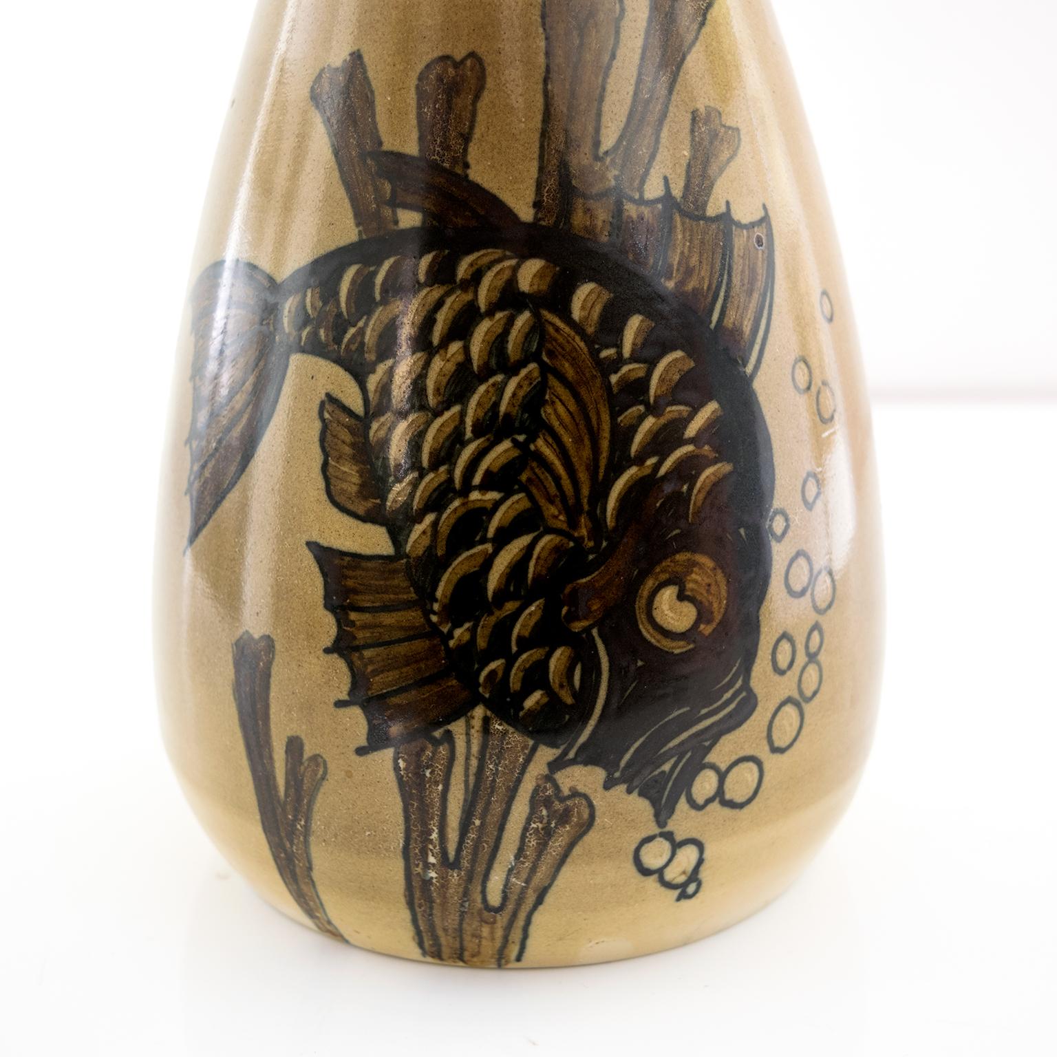 Skandinavische Moderne, einzigartige, handdekorierte schwedische Art-déco-Vase von Josef Ekberg  im Zustand „Gut“ im Angebot in New York, NY