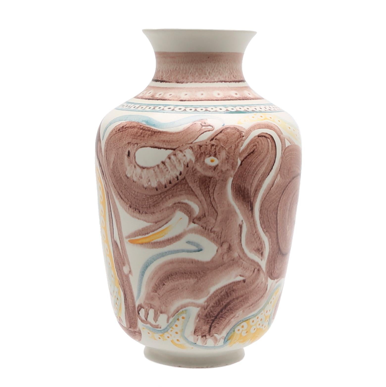 Skandinavische Moderne, einzigartige, handdekorierte Vase von Carl-Harry Stlhane, Rrstrand im Angebot 1