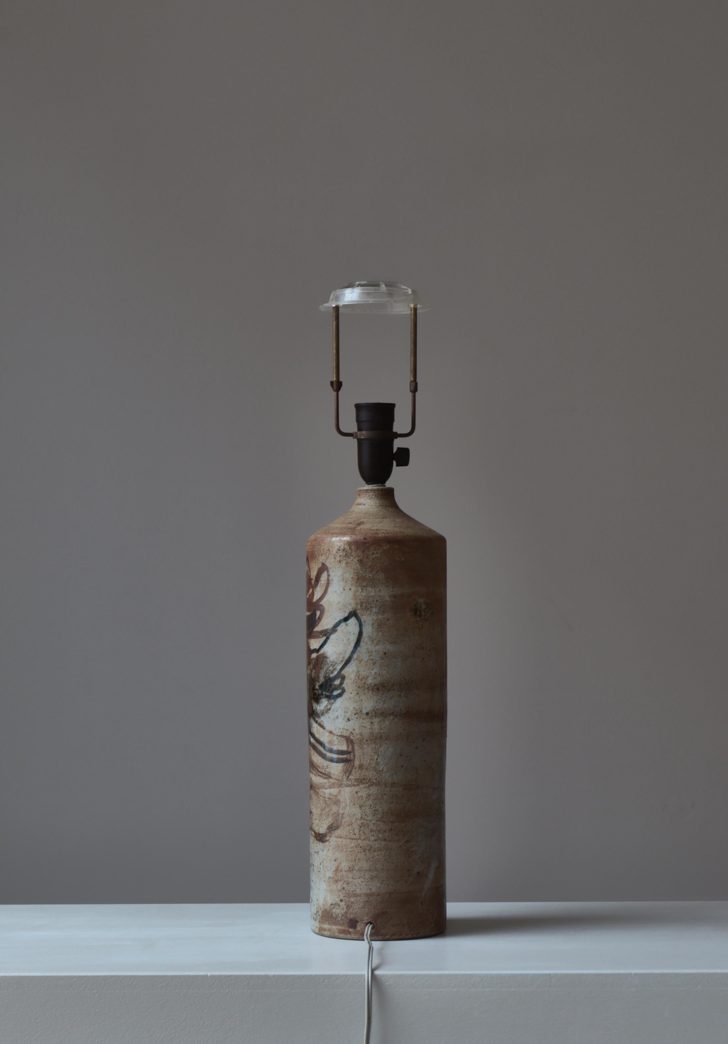 Scandinavian Modern Unique Stoneware Table Lamp by Conny Walther, 1960s For Sale 6
