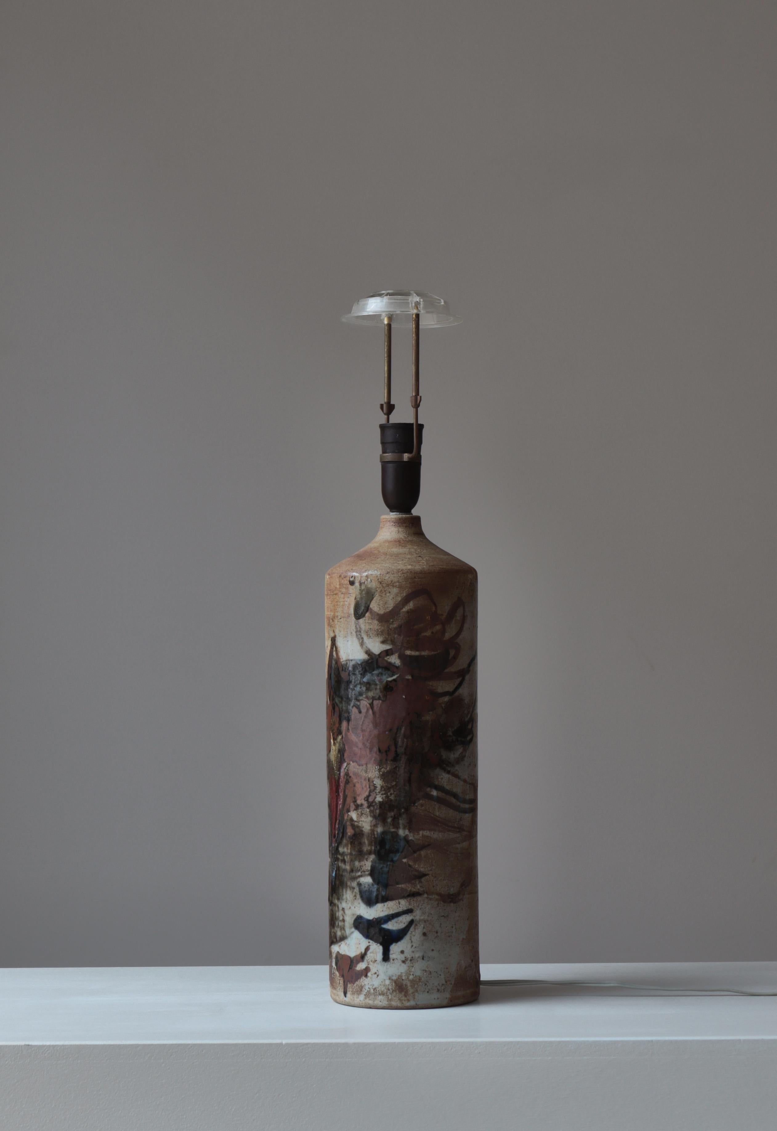 Scandinavian Modern Unique Stoneware Table Lamp by Conny Walther, 1960s For Sale 7