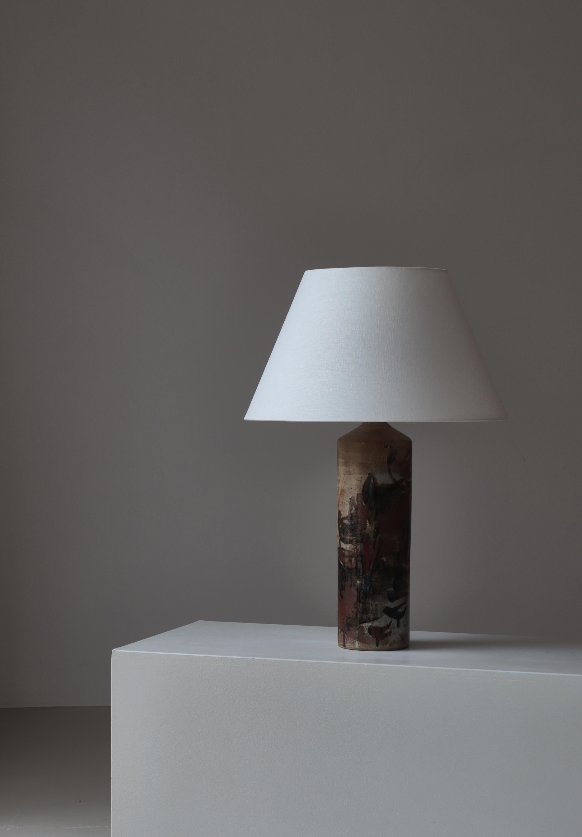 Scandinavian Modern Unique Stoneware Table Lamp by Conny Walther, 1960s In Good Condition For Sale In Odense, DK