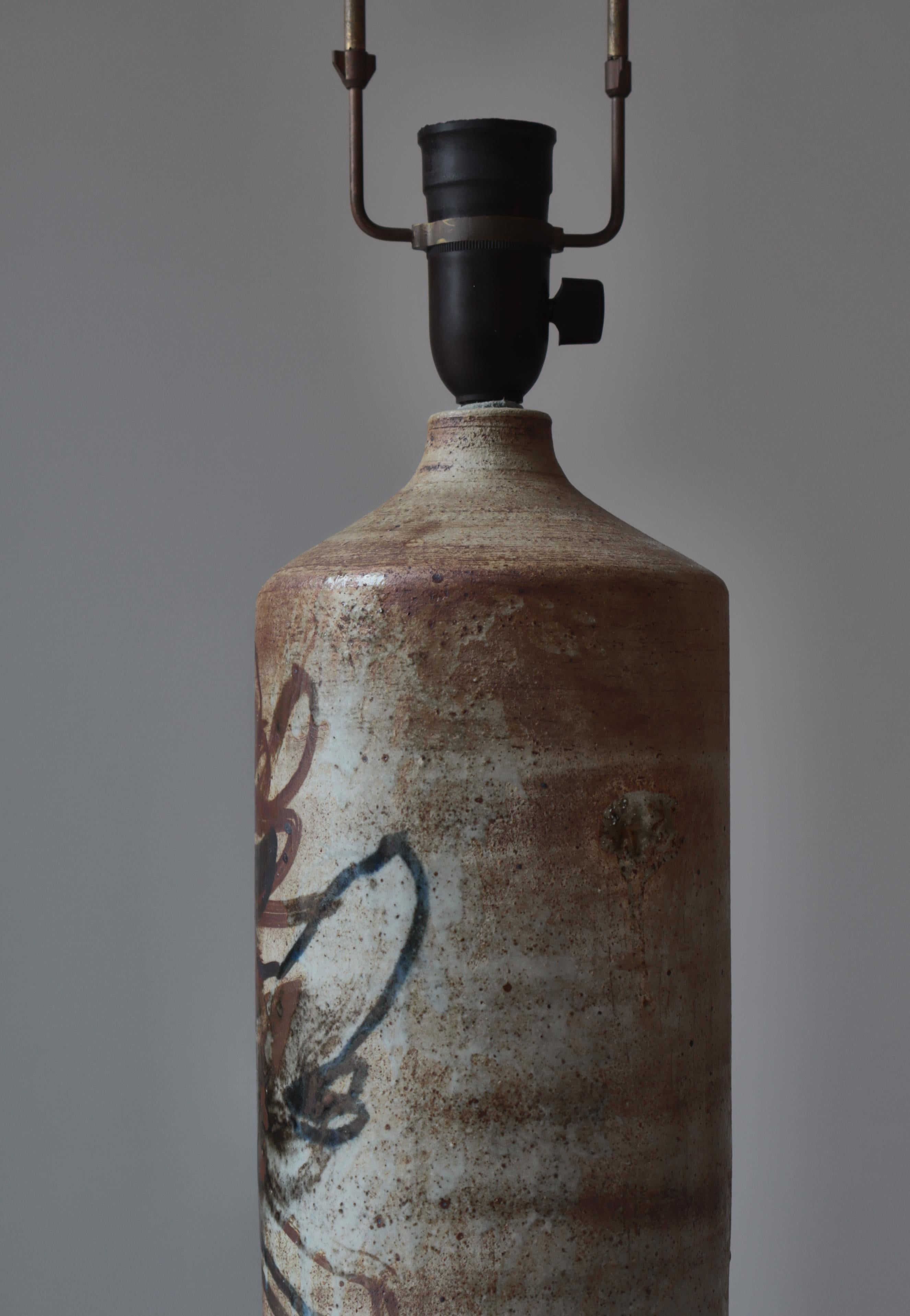 Scandinavian Modern Unique Stoneware Table Lamp by Conny Walther, 1960s For Sale 3
