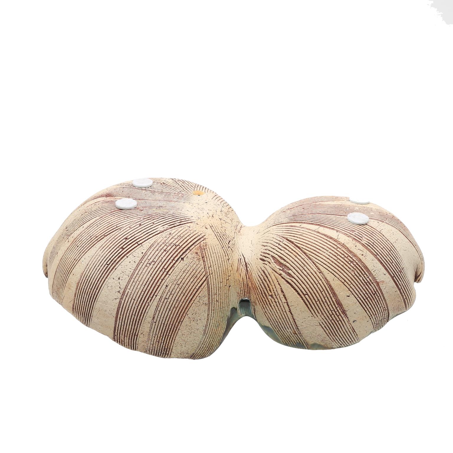 Scandinavian Modern Unusual Hand Built Double Bowl by Artist Bengt Berglund 1