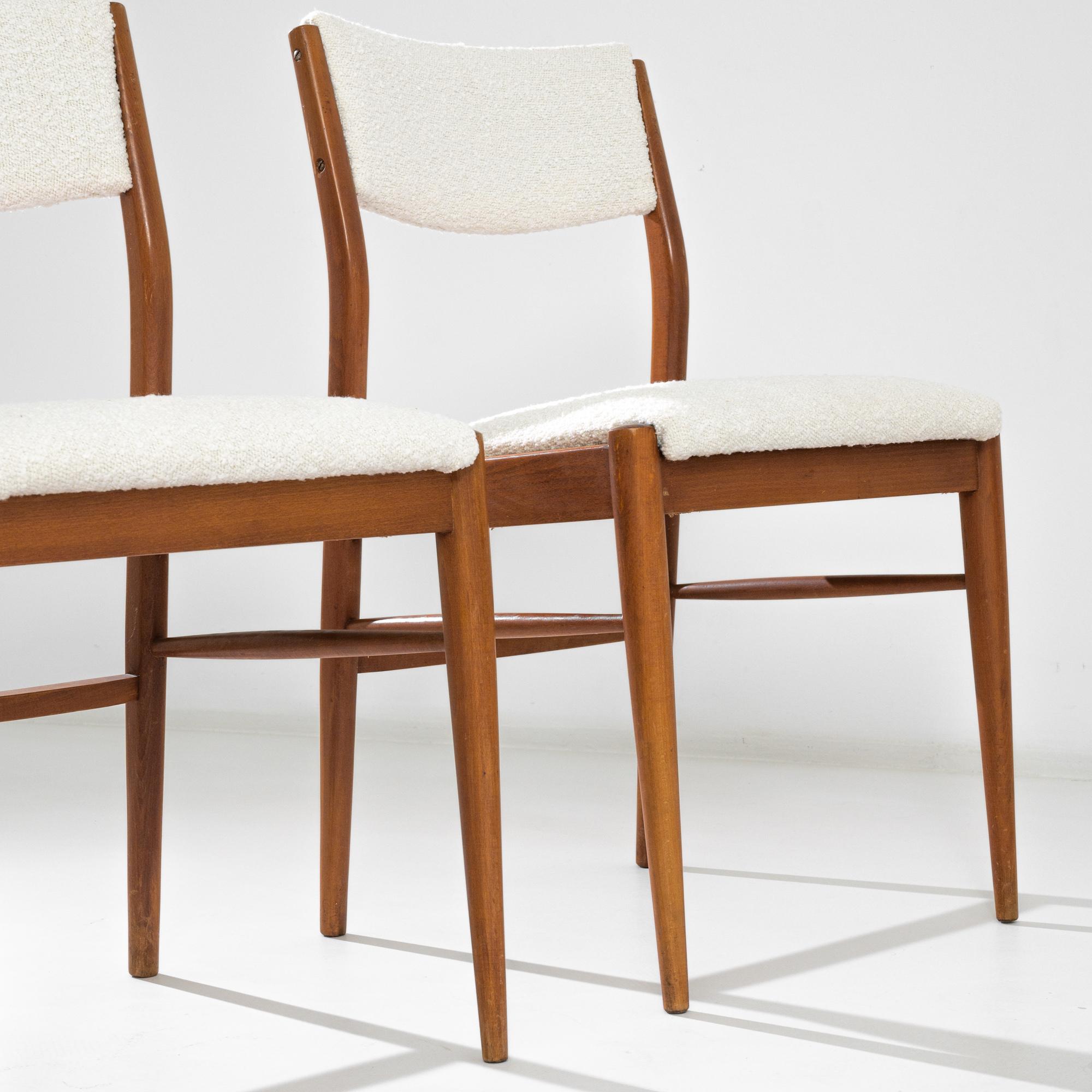 Bouclé Scandinavian Modern Upholstered Dining Chairs, Set of Six