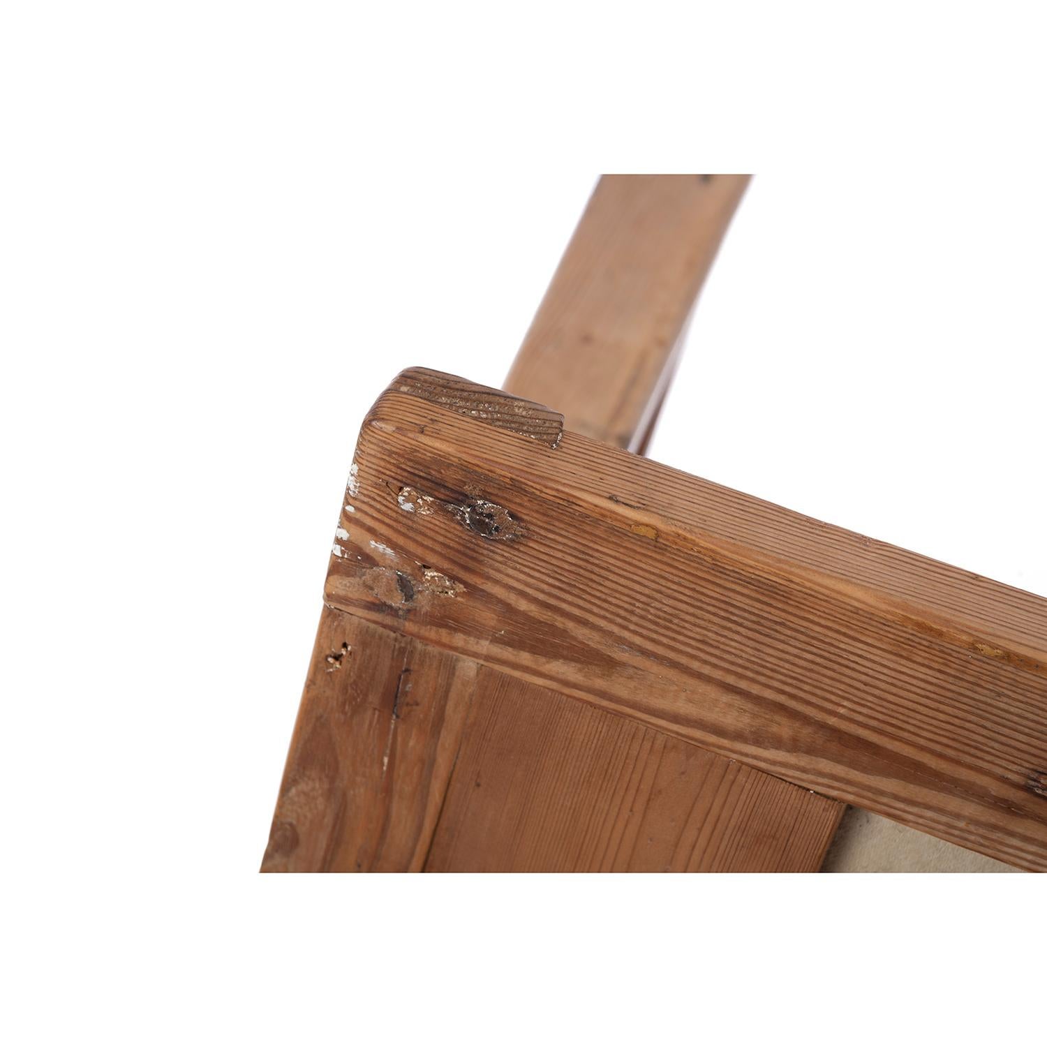 Scandinavian Modern Upholstered Pine Bench For Sale 2
