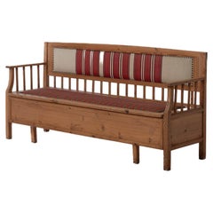 Scandinavian Modern Upholstered Pine Bench