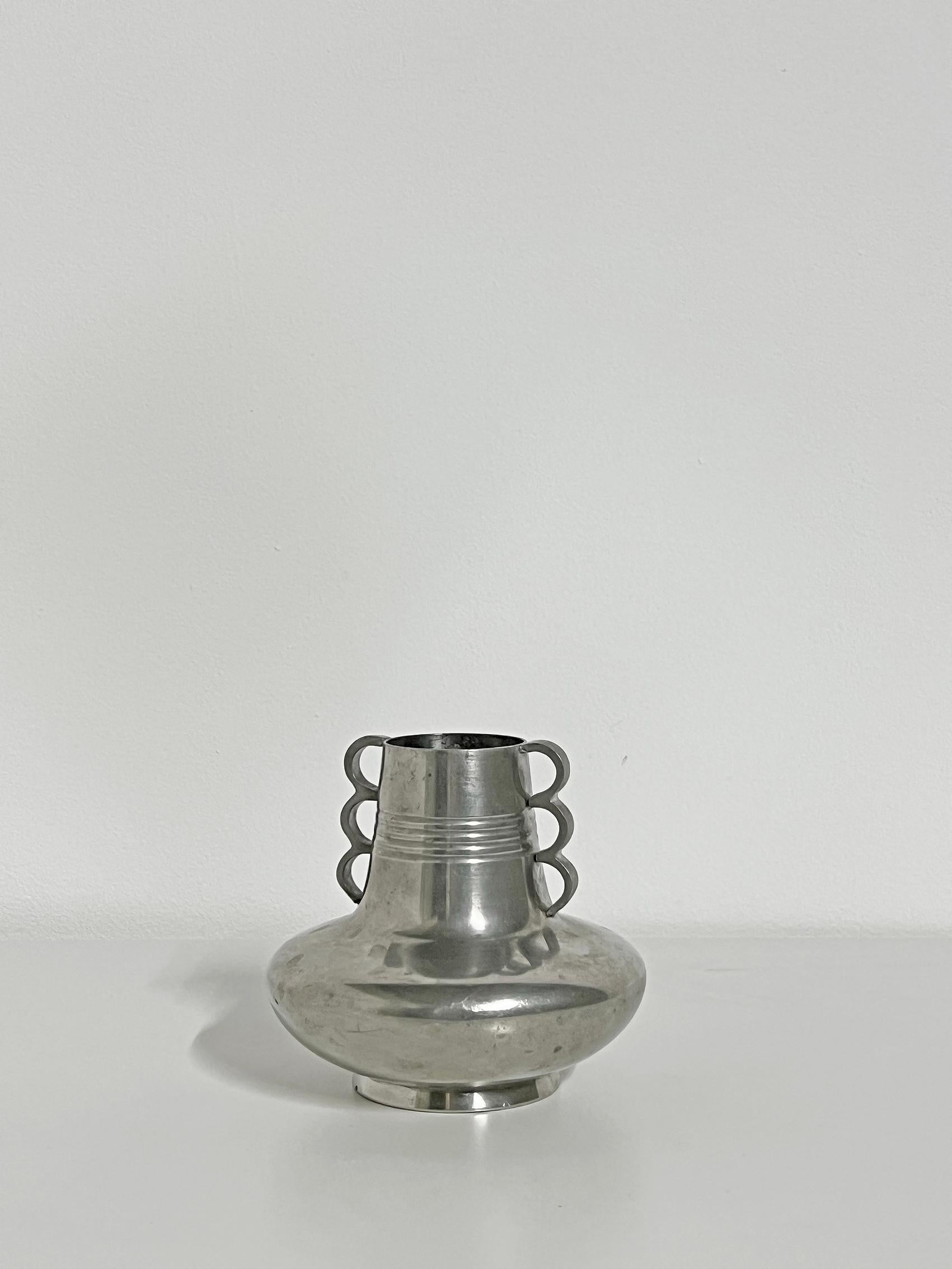 Swedish Scandinavian Modern Vase in Pewter, AD.S ca 1930-40's  For Sale