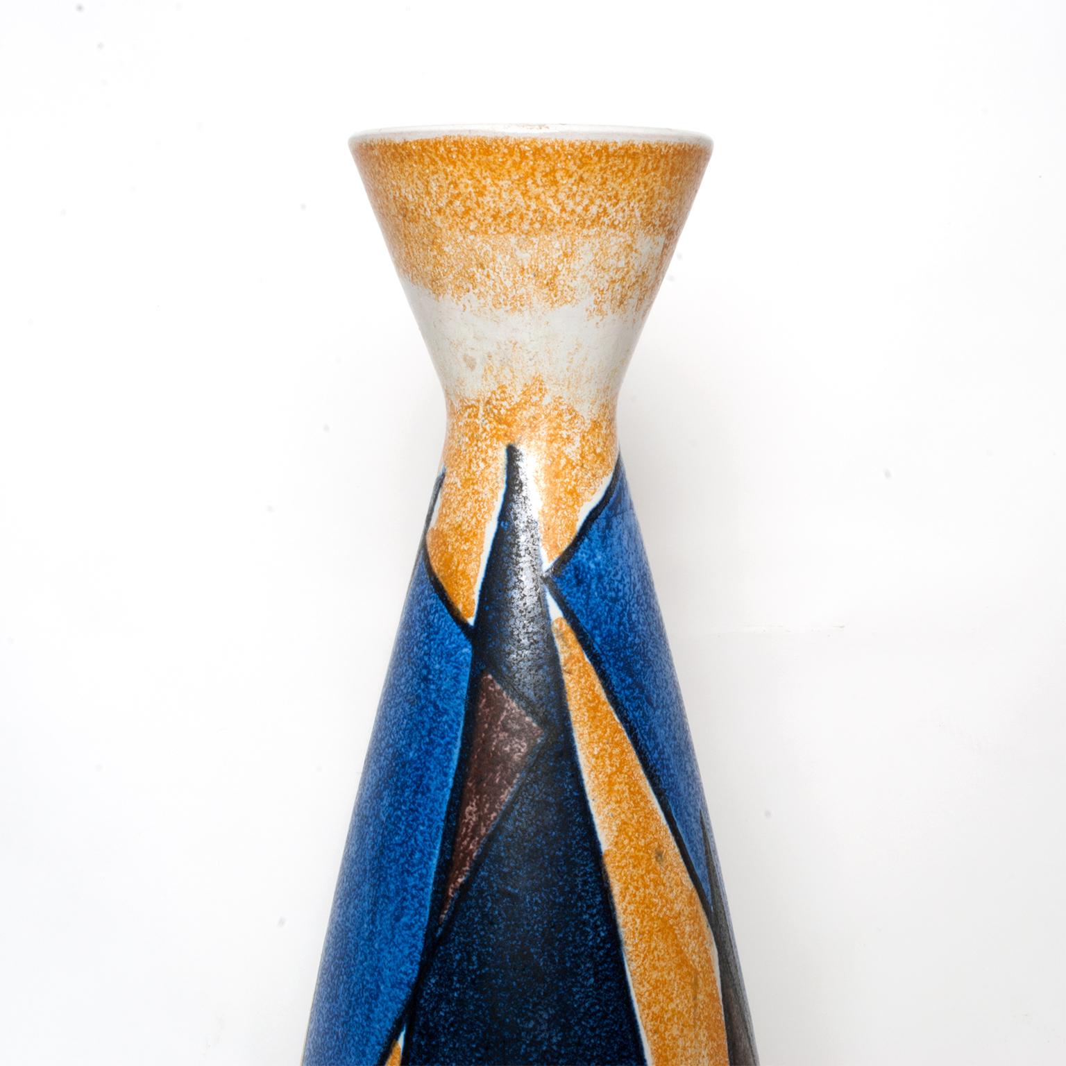Glazed Scandinavian Modern Vase with Abstract Design by Mette Doller and Ivar Eriksson For Sale