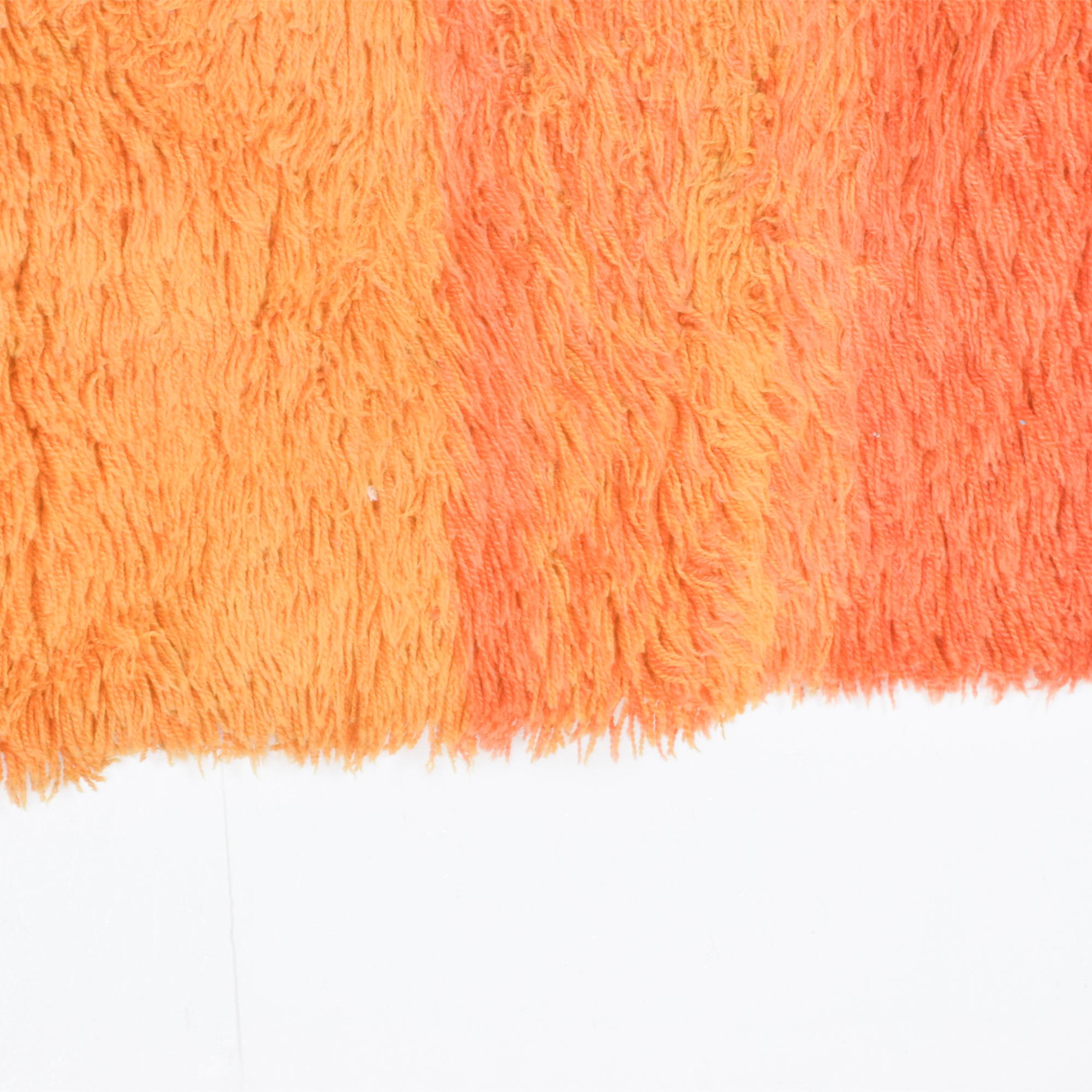 1960s Vibrant Orange Rya Rug Tapestry Scandinavian Modern Denmark In Good Condition In Chula Vista, CA