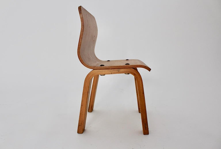 Scandinavian Modern Vintage Birch Plywood Children Chair 1950s For Sale At 1stdibs