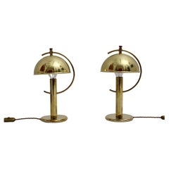 Scandinavian Modern Vintage Brass Pair Table Lamp Mushroom Erik Tidstrand 1930s