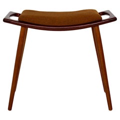 Scandinavian Modern Vintage Brown Burnt Orange Teak Stool or Footstool 1960s