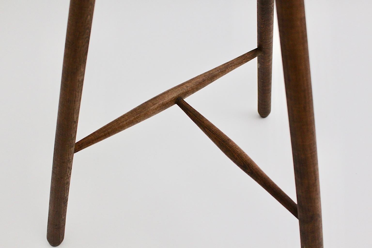 Scandinavian Modern Vintage Brown Teak Stool by Arne Hovmand-Olsen 1960s Denmark For Sale 6