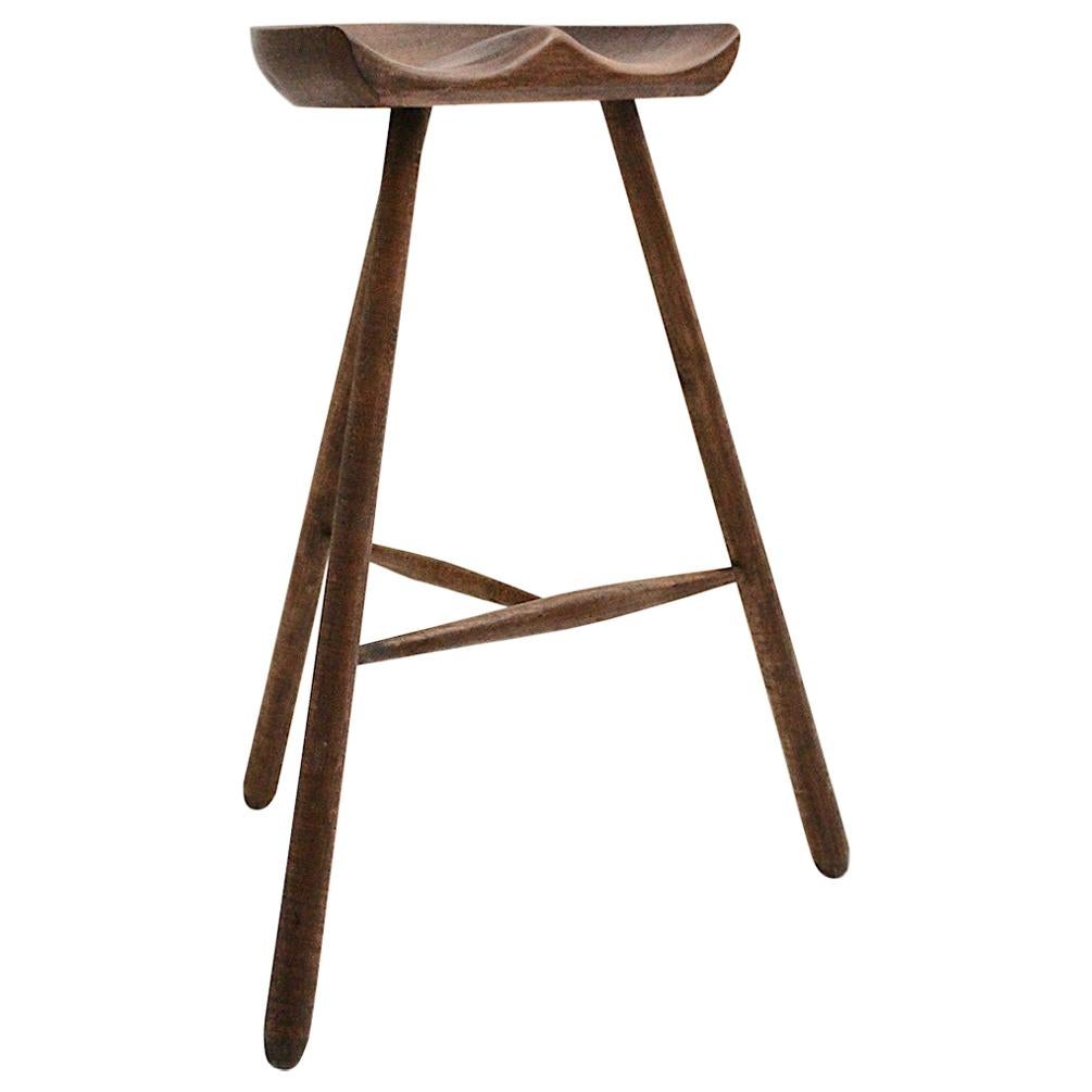 Scandinavian Modern Vintage Brown Teak Stool by Arne Hovmand-Olsen 1960s Denmark