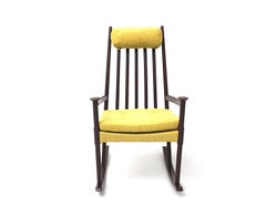 Scandinavian Modern Vintage Chocolate Brown Beech Rocking Chair 1960s