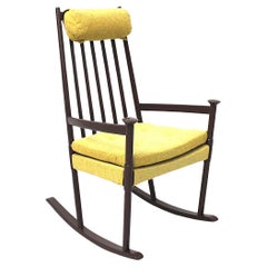 Scandinavian Modern Vintage Chocolate Brown Beech Rocking Chair 1960s