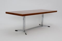 Scandinavian Modern Vintage Chromed Metal Ash Coffee Table Sofa Table circa 1960