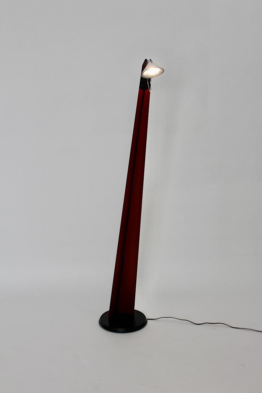 Scandinavian Modern Vintage Floor Lamp Plastic Chrome, 1980s In Good Condition For Sale In Vienna, AT
