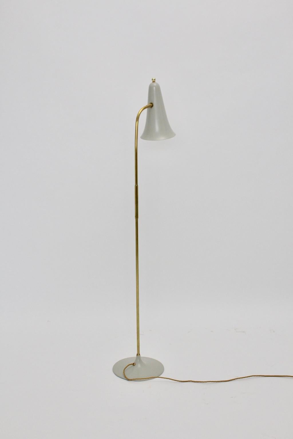 Scandinavian Modern Vintage Grey Brass Metal Floor Lamp Denmark, circa 1950 For Sale 6
